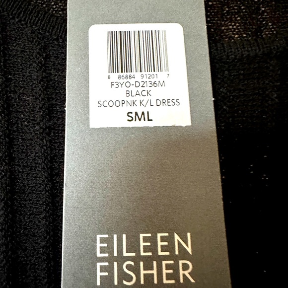 Eileen Fisher Black Washable Wool Rib Release Pleat Dress NWT - Picture 3 of 8